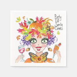 Herfst pompoen feest 'tot de kerstman komt papiere servet