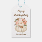 Herfst Pompoen Floral Happy Thanksgiving Gift Labe Cadeaulabel (Achterkant)