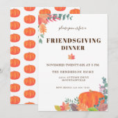 Herfst pompoen Foliage Friendsgiving Dinner Kaart (Voorkant / Achterkant)