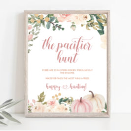 Herfst Pompoen Fopspeen Hunt Baby shower Spel Post Poster