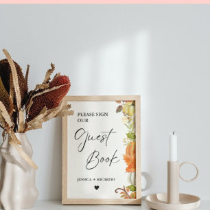 Herfst pompoen Gelieve te ondertekenen ons bord va Poster