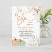 Herfst pompoen gender reveal kaart uitnodiging (Staand voorkant)