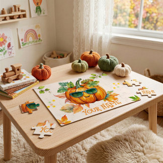 Herfst Pompoen Gepersonaliseerde Kinderen Legpuzze Legpuzzel