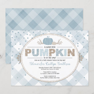 herfst pompoen geruite confetti jongen baby shower kaart