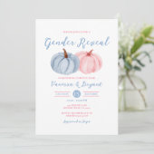 Herfst Pompoen Geslacht Onthullen Roze & Blauwe Bl Kaart (Staand voorkant)