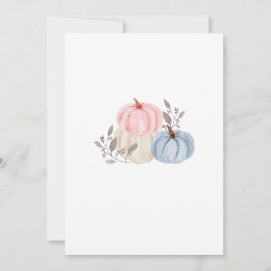Herfst Pompoen Geslacht Onthullen Roze & Blauwe Bl Kaart (Achterkant)