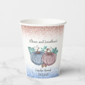 Herfst Pompoen Geslacht Onthullen roze blauwe glit Papieren Bekers (Achterkant)