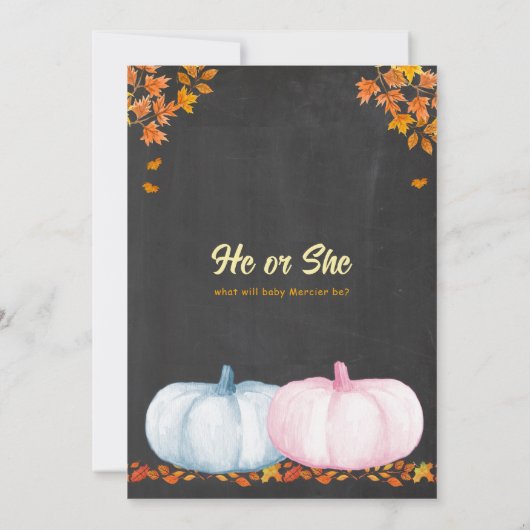 Herfst pompoen Geslacht onthullen uitnodiging hij (Achterkant)