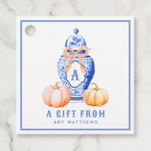 Herfst pompoen | Ginger Jar gepersonaliseerd Bedankjes Labels (Voorkant)