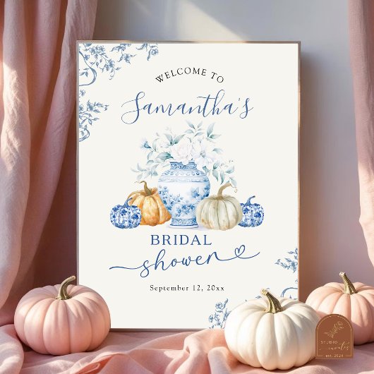 Herfst Pompoen Ginger Pot Chinoiserie Welkom Bord Poster