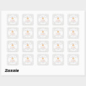 Herfst pompoen gingham neutraal baby shower gunst vierkante sticker (Vel)