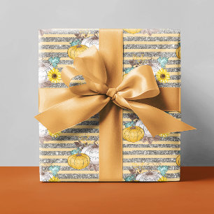 Herfst Pompoen Glitter Cadeaupapier