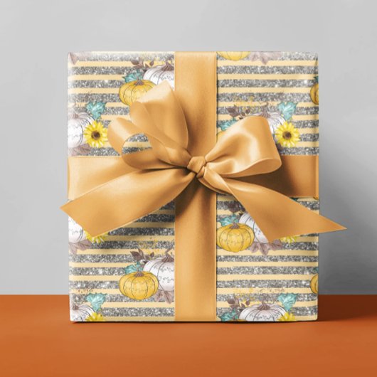Herfst Pompoen Glitter Cadeaupapier