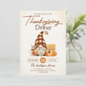 Herfst Pompoen Gnomen Thanksgiving Diner Kaart (Staand voorkant)