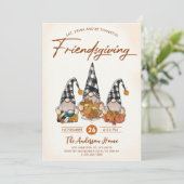 Herfst Pompoen Gnomen Vrienden Diner Kaart (Staand voorkant)