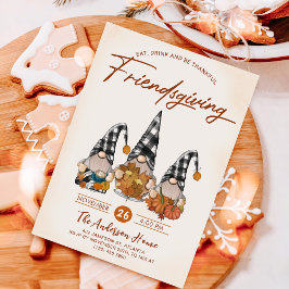 Herfst Pompoen Gnomen Vrienden Diner Kaart