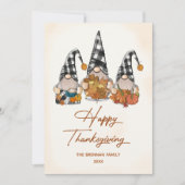 Herfst Pompoen Gnome's Prettig Thanksgiving Feestdagenkaart (Voorkant)