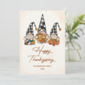 Herfst Pompoen Gnome's Prettig Thanksgiving Feestdagenkaart (Staand voorkant)