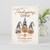 Herfst Pompoen Gnomes Thanksgiving Diner Kaart (Staand voorkant)