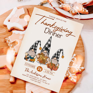 Herfst Pompoen Gnomes Thanksgiving Diner Kaart