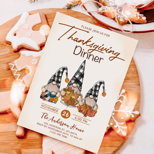 Herfst Pompoen Gnomes Thanksgiving Diner Kaart