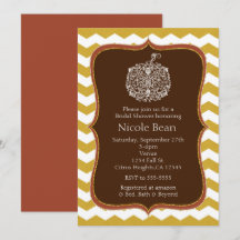 Herfst Pompoen & Goud Chevron Elegante Uitnodiging