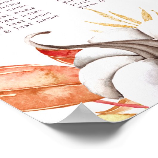 Herfst Pompoen Gouden Blad Bruiloft Zitplaatskaart Poster (Hoek)