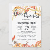 Herfst Pompoen Gouden Bladeren Thanksgiving Diner Kaart (Voorkant)