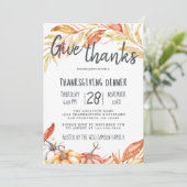 Herfst Pompoen Gouden Bladeren Thanksgiving Diner Kaart (Staand voorkant)