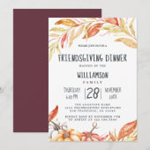 Herfst Pompoen Gouden Loof Vriendendag Diner Kaart (Voorkant / Achterkant)