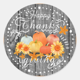 herfst pompoen grijs dennen ronde sticker