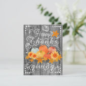 Herfst Pompoen Grijs Pijnboom Feestdagenkaart (Staand voorkant)