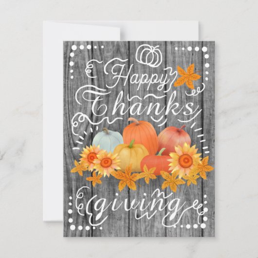 Herfst Pompoen Grijs Pijnboom Feestdagenkaart (Voorkant)