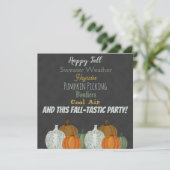 Herfst Pompoen Grijze achtergrond feestuitnodiging Kaart (Staand voorkant)