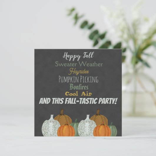 Herfst Pompoen Grijze achtergrond feestuitnodiging Kaart (Staand voorkant)