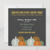Herfst Pompoen Grijze achtergrond feestuitnodiging Kaart (Achterkant)