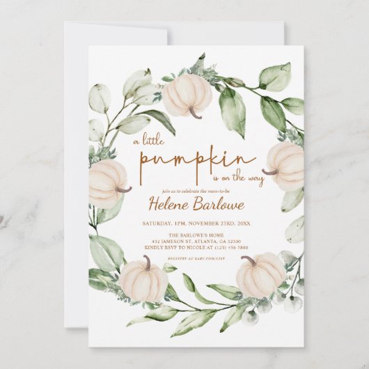 Herfst pompoen groen Baby shower Kaart (Voorkant)