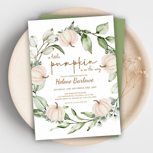 Herfst pompoen groen Baby shower Kaart