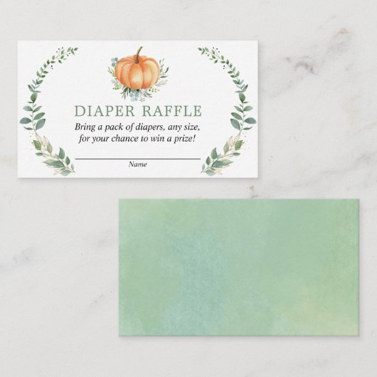 Herfst Pompoen Groen Baby shower Luier Raffle Kaar Informatiekaartje (Voorkant / Achterkant)