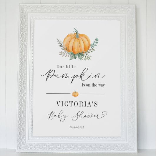 Herfst pompoen groen Baby shower welkom Poster