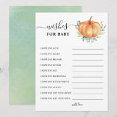 Herfst pompoen groen gouden Baby shower wensen voo Advieskaart (Voorkant / Achterkant)