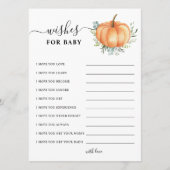 Herfst pompoen groen gouden Baby shower wensen voo Advieskaart (Voorkant)