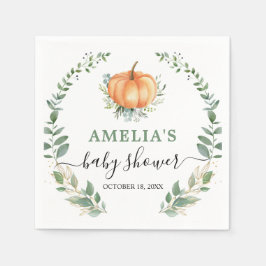 Herfst pompoen groen gouden bladeren Baby shower Servet