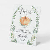 Herfst pompoen groen gouden gunsten neem er alsjeb reclamebord met voetstuk (Voorkant)