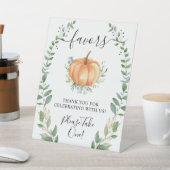 Herfst pompoen groen gouden gunsten neem er alsjeb reclamebord met voetstuk (Insitu)