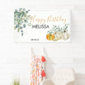 Herfst pompoen groen happy birthday banner (Insitu)