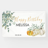 Herfst pompoen groen happy birthday banner (Horizontaal)