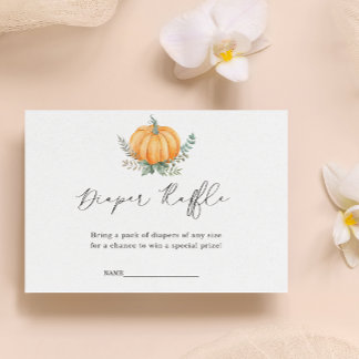 Herfst Pompoen Groene Luier Raffle Baby shower Informatiekaartje
