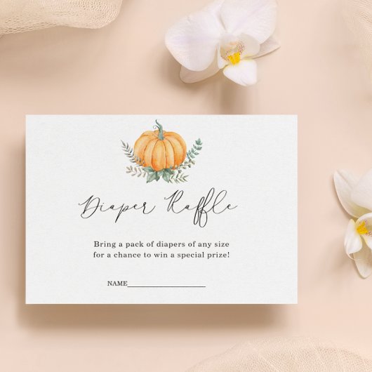 Herfst Pompoen Groene Luier Raffle Baby shower Informatiekaartje