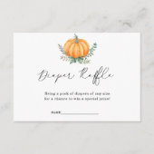 Herfst Pompoen Groene Luier Raffle Baby shower Informatiekaartje (Voorkant)